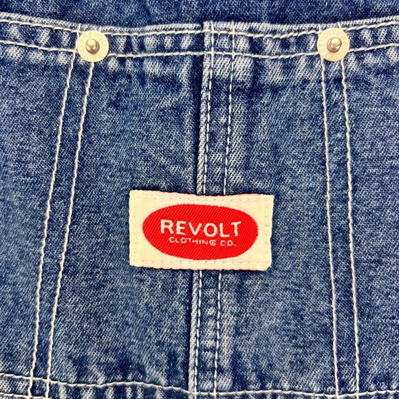Vintage NWT Y2K Revolt Overalls Red White Blue Stripes Size M - Picture 9 of 9